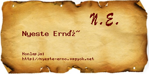 Nyeste Ernő névjegykártya